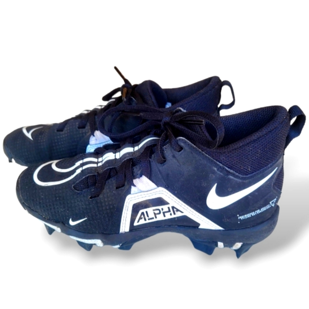Boys, Nike Alpha Menace 3 Shark Kids Football Cleats Black White Size 2